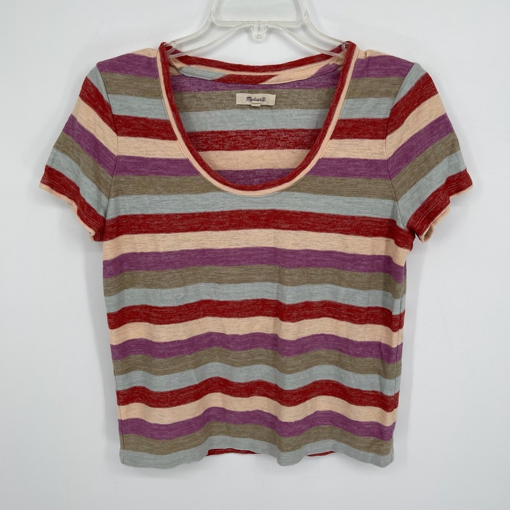 Madewell Women's Multicolor Alto Striped Scoop Neck Short Sleeve T-Shirt Size S
